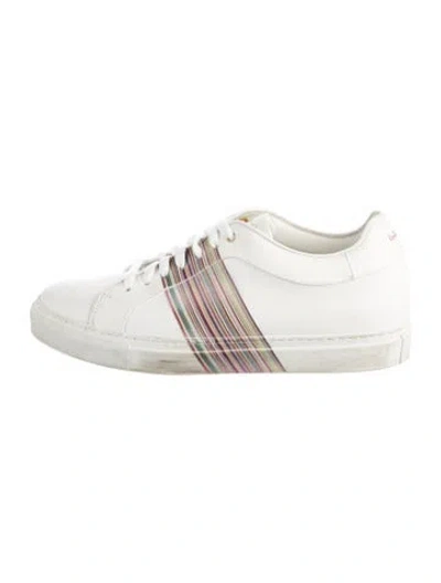 Pre-owned Paul Smith Leather Striped Sneakers In White