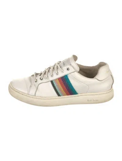 Pre-owned Paul Smith Leather Striped Sneakers In White