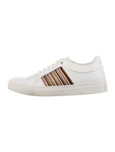 Pre-owned Paul Smith Leather Striped Sneakers In White