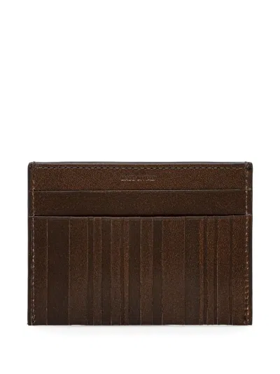 Paul Smith Leather Vertical-stripe Card Holder In Brown
