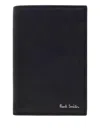 Paul Smith Signature Stripe-print Leather Cardholder In Black