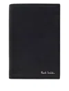 Paul Smith Signature Stripe-print Leather Cardholder In Black