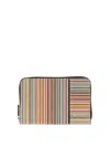 Paul Smith Signature Stripe Leather Zipped Wallet In Multicolour
