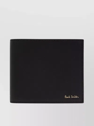 PAUL SMITH LEATHER WALLET SIGNATURE STRIPED
