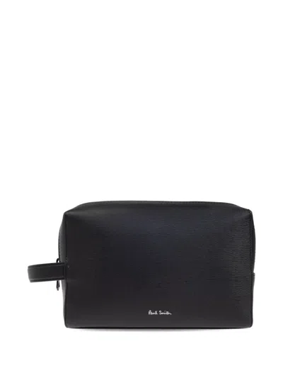 Paul Smith Leather Washbag In Black