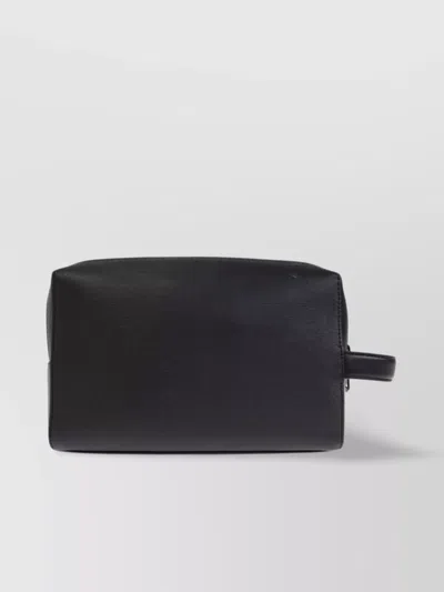 Paul Smith Leather Washbag With Carry And Side Handles In Black