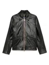 Paul Smith Distressed Brown Leather Jacket With Central Zipper And Side Pockets