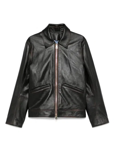 PAUL SMITH LEATHER ZIP-UP JACKET