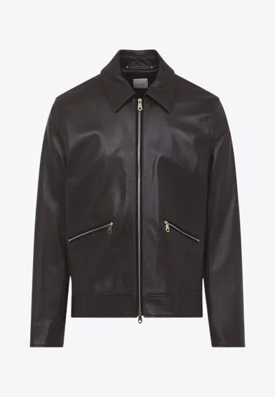PAUL SMITH LEATHER ZIP-UP JACKET