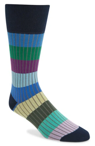 Paul Smith Liam Stripe Cotton Blend Socks In Blue