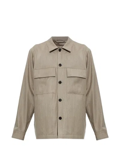 Paul Smith Light Beige Wool-cashmere Flannel Overshirt In Neutral