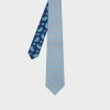 Paul Smith Light Blue And Navy 'contrast Paisley' Silk Tie In Brown