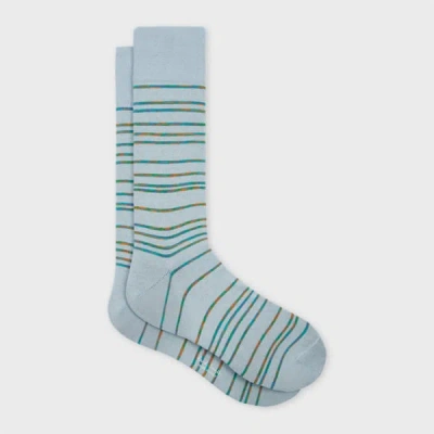 Paul Smith Light Blue Cotton-blend 'pinstripe Signature' Socks