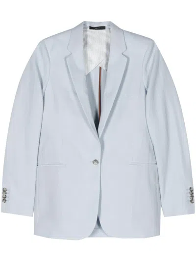 PAUL SMITH LIGHT BLUE LINEN/FLAX SINGLE-BREASTED JACKET FOR WOMEN