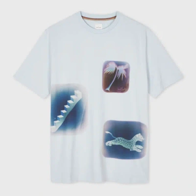 PAUL SMITH LIGHT BLUE 'LUMIERE' PLACEMENT PRINT T-SHIRT