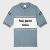 Paul Smith Light Blue Merino Wool Knitted Cycle Jersey In Blue