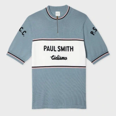 Paul Smith Light Blue Merino Wool Knitted Cycle Jersey