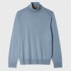 Paul Smith Light Blue Merino Wool Roll Neck Sweater In Blue