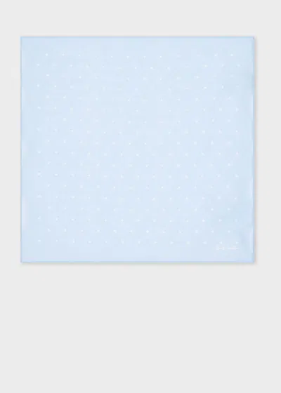 Paul Smith Light Blue Polka Dot Cotton Pocket Square