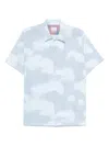 Paul Smith Patterned Camp Collar Shirt With Short Sleeves In Light Blue