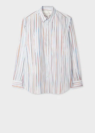 PAUL SMITH LIGHT BLUE 'SIGNATURE PINSTRIPE' COTTON SHIRT