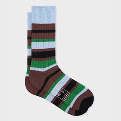 Paul Smith Light Blue Stripe Merino Wool Socks In Multi
