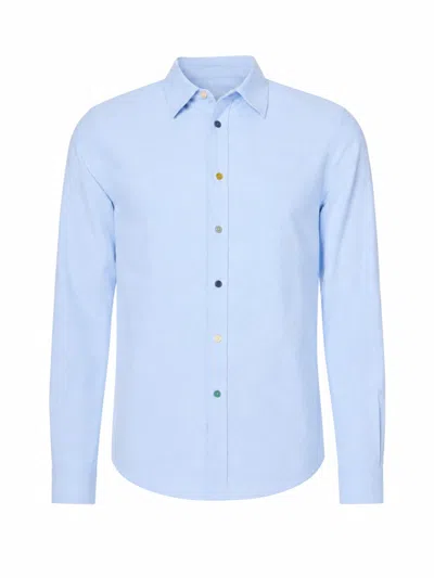 Paul Smith Tailored-fit Sky Blue Organic-cotton Multicolour Button Oxford Shirt