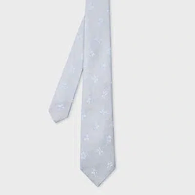 Paul Smith Light Blue Tonal Floral Silk Tie