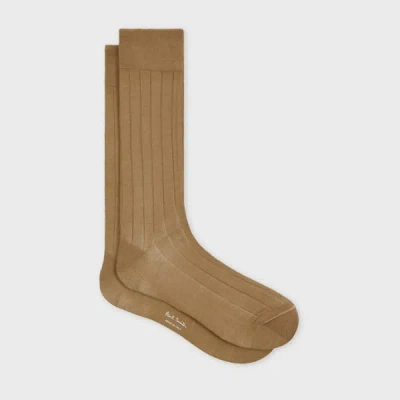 Paul Smith Light Brown Ribbed Cotton Socks
