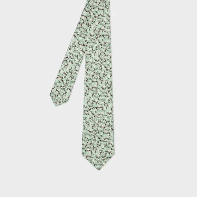 Paul Smith Light Green 'digital Floral' Print Tie