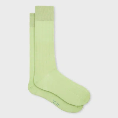 Paul Smith Light Green Ribbed Cotton Socks