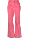 Paul Smith High-waisted Velvet Finish Trousers With Flare Leg In Pink