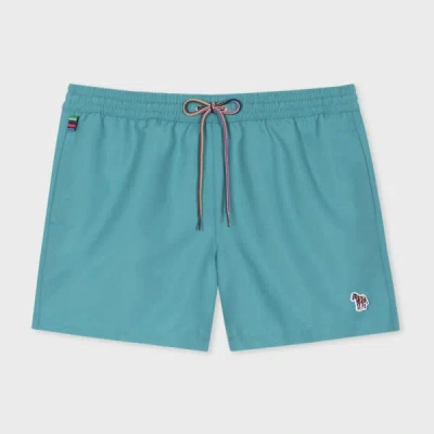 Paul Smith Light Teal Zebra Logo Swim Shorts Green