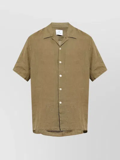 Paul Smith Lightweight Shirt With Chest Pocket And Lapels In Olive