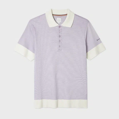 Paul Smith Lilac Lyocell-blend Polo Shirt With Contrast Trim Purple In Animal Print