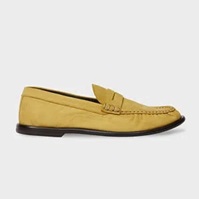 Paul Smith Lime Green 'faron' Nubuck Leather Loafers In Yellow