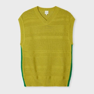 Paul Smith Lime Textured Cotton Knitted Vest Green