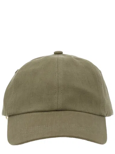 Paul Smith Linen Baseball Cap In Green