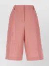 Paul Smith Linen Bermuda Shorts Featuring Front Pleats In Purple
