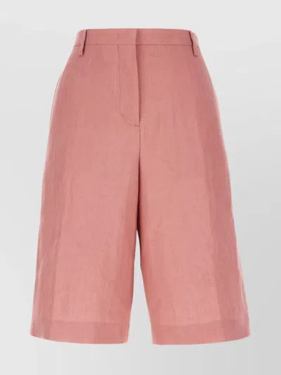 PAUL SMITH LINEN BERMUDA SHORTS FEATURING FRONT PLEATS