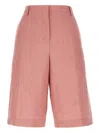 Paul Smith Linen Bermuda Shorts Featuring Front Pleats In Pink