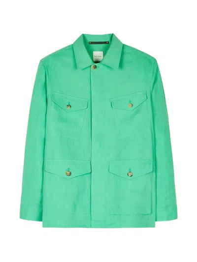 Paul Smith Linen Field Jacket In Green