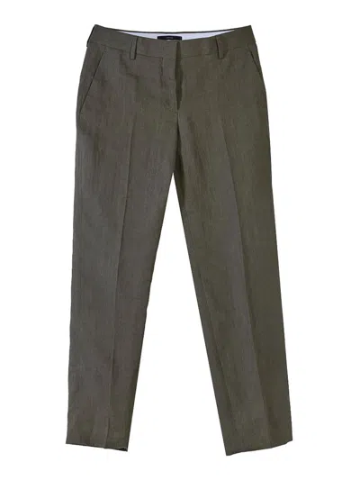 Paul Smith Linen Pleated Trousers In Gray