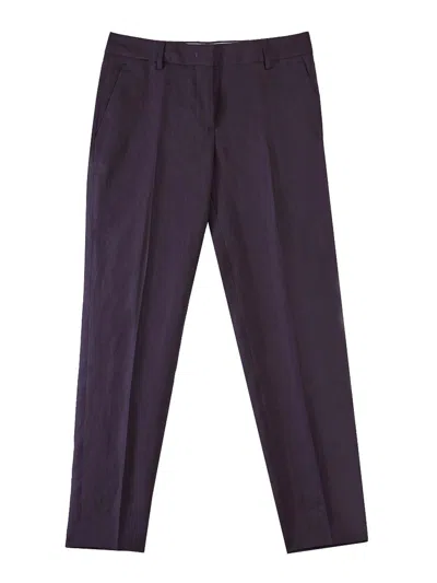 Paul Smith Linen Pleated Trousers In Purple
