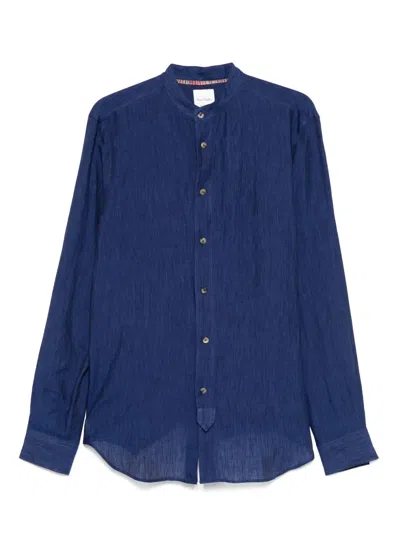 Paul Smith Linen Shirt In Blue