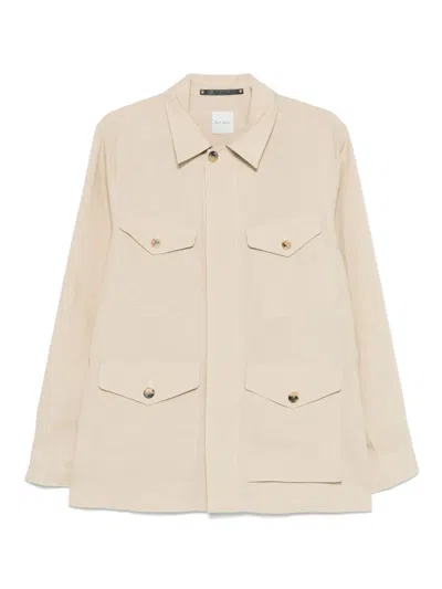Paul Smith Linen Shirt In Neutral