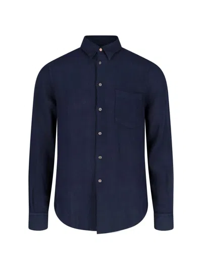 Paul Smith Linen Shirt In Blue