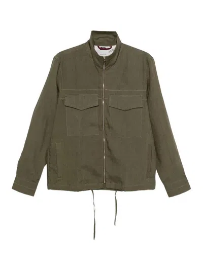 Paul Smith Linen Shirt Jacket In Green