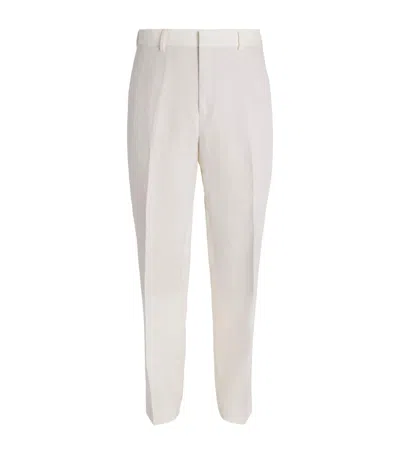 Paul Smith Linen Straight Trousers In Ivory