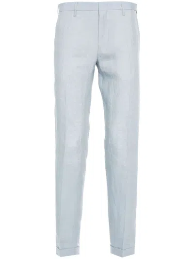 Paul Smith Pressed-crease Linen Trousers In Blue